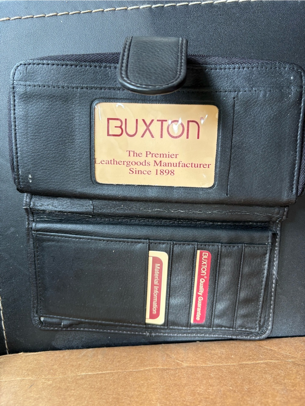 Buxton Black Leather Folded Men’s Wallet with Card Slots